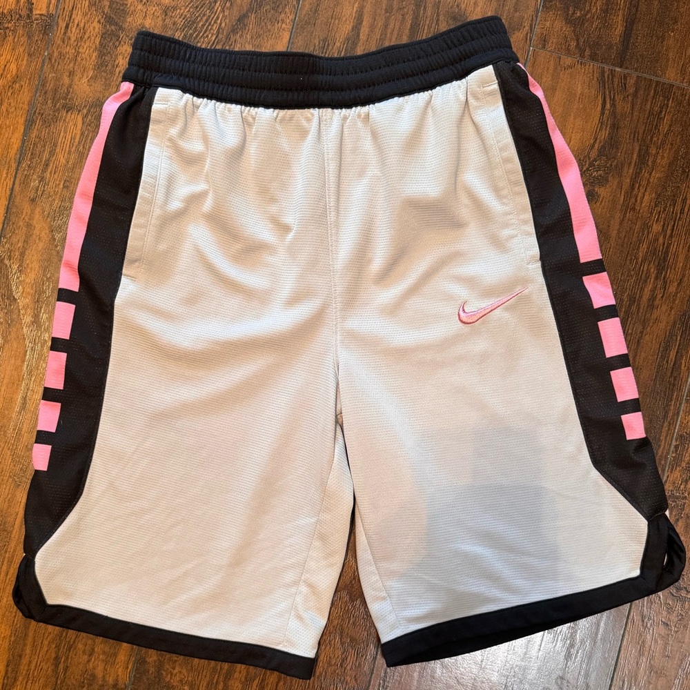 Nike Elite Boys Basketball Shorts Big Kids Size XL YXL Gray Pink Pre-Owned - Picture 2 of 7